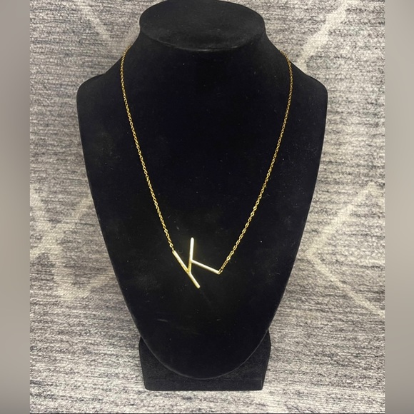 SAVVY CIE JEWELS 14K Gold Plated 'K' Initial Necklace - Picture 2 of 2